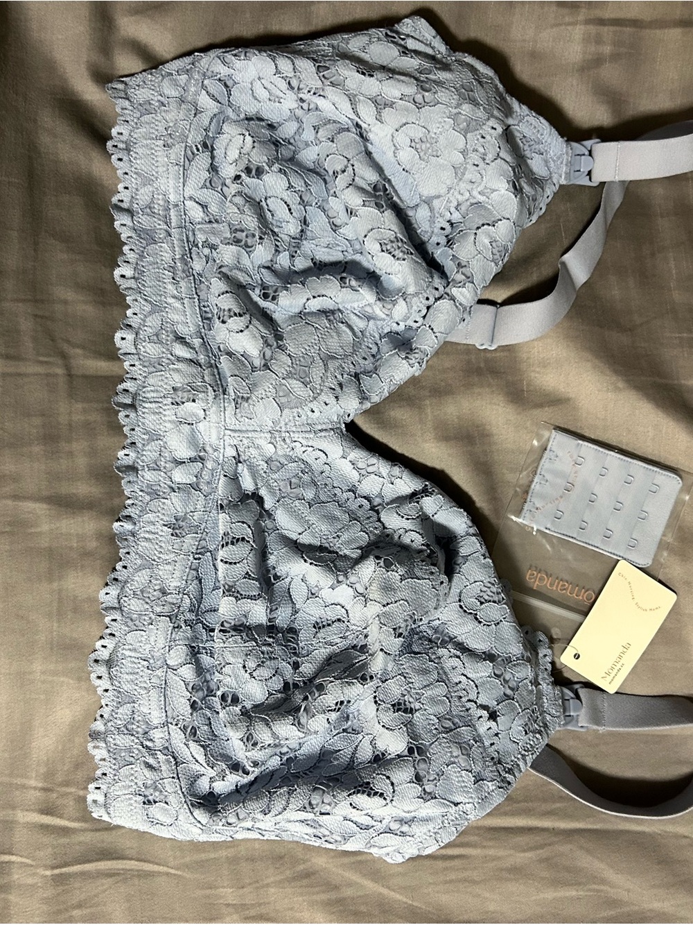 Momanda Light Blue Lace Bralette Pumping Bra Size 36F
